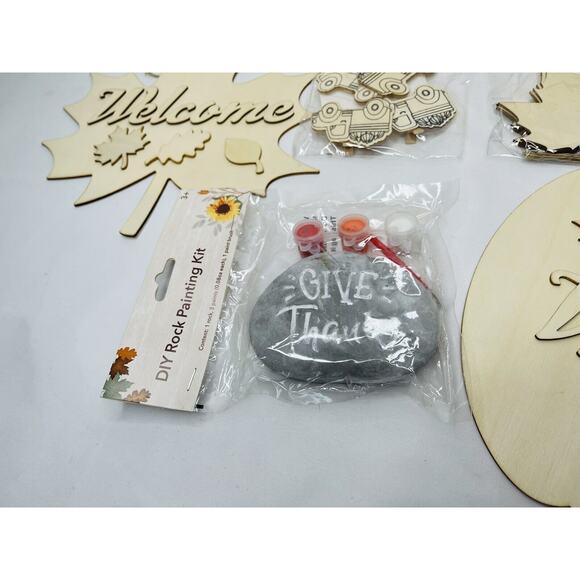 Happy Thanksgiving Harvest Wooden Slices DIY Arts & Crafts Kit Blank Cutouts - Picture 6 of 8
